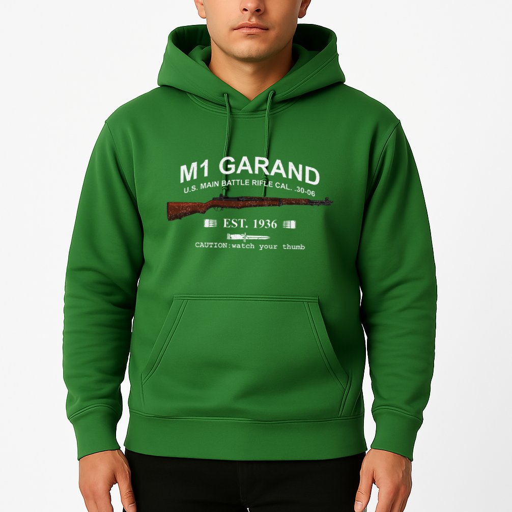 M1 Garand Rifle Gun Wwii Watch Your Thumb Est 1936 Graphic Hoodie