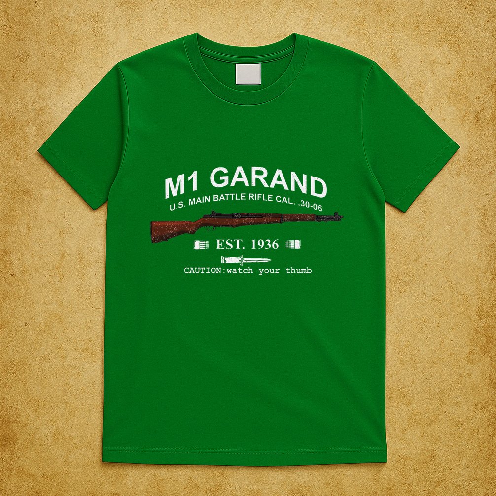 M1 Garand Rifle Gun Wwii Watch Your Thumb Est 1936 Graphic T-Shirt