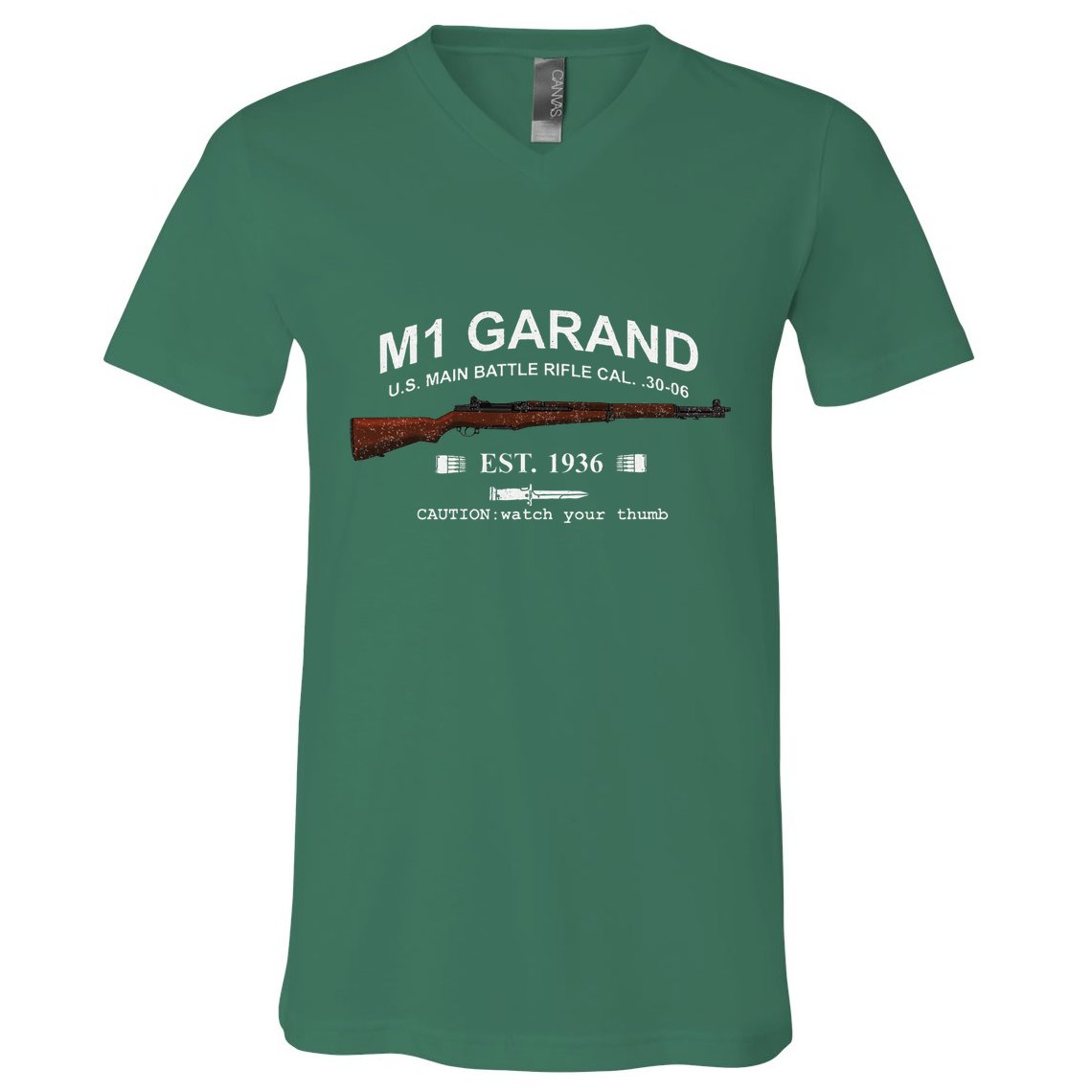 M1 Garand Rifle Gun Wwii Watch Your Thumb Est 1936 Graphic V-Neck T-Shirt