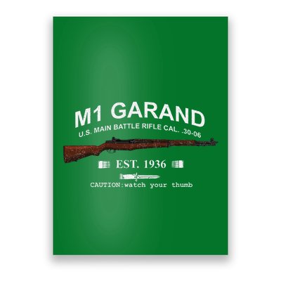 M1 Garand Rifle Gun Wwii Watch Your Thumb Est 1936 Graphic Poster