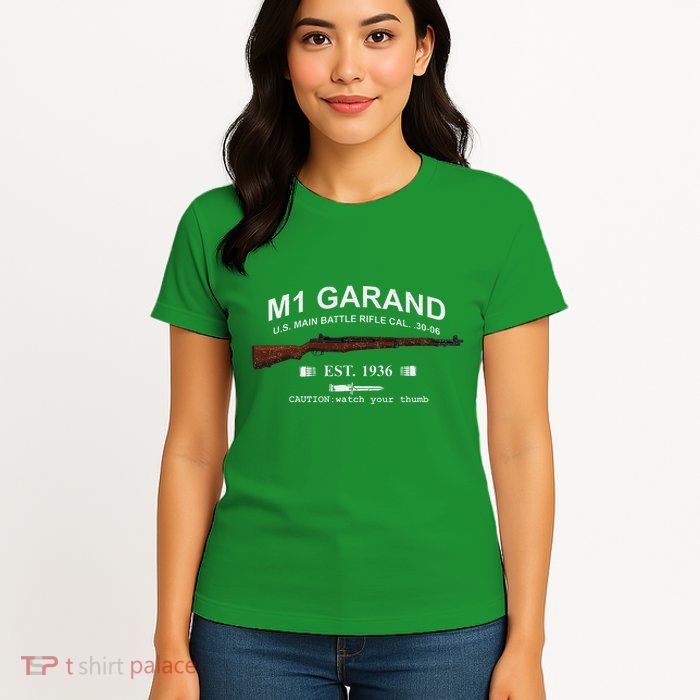 M1 Garand Rifle Gun Wwii Watch Your Thumb Est 1936 Graphic Womens T-Shirt