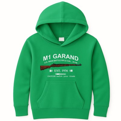 M1 Garand Rifle Gun Wwii Watch Your Thumb Est 1936 Graphic Kids Hoodie