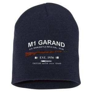 M1 Garand Rifle Gun Wwii Watch Your Thumb Est 1936 Graphic Short Acrylic Beanie