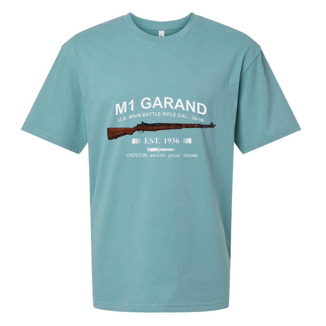 M1 Garand Rifle Gun Wwii Watch Your Thumb Est 1936 Graphic Sueded Cloud Jersey T-Shirt