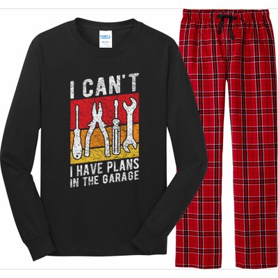 Mechanic Gift Retro Style I Cant I Have Plans In The Garage Cute Gift Long Sleeve Pajama Set