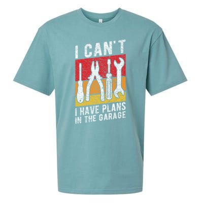 Mechanic Gift Retro Style I Cant I Have Plans In The Garage Cute Gift Sueded Cloud Jersey T-Shirt