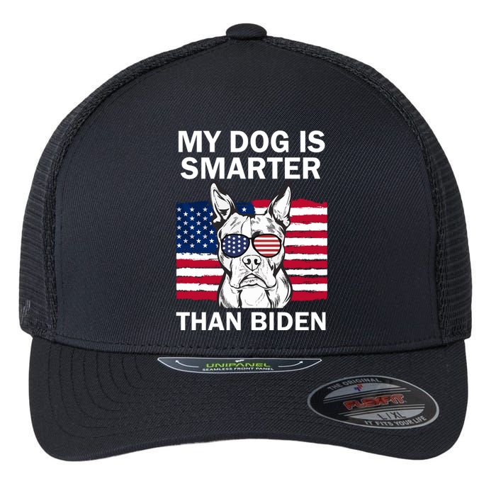 My Golden Retriever Dog Is Smarter Than Your President Biden Flexfit Unipanel Trucker Cap