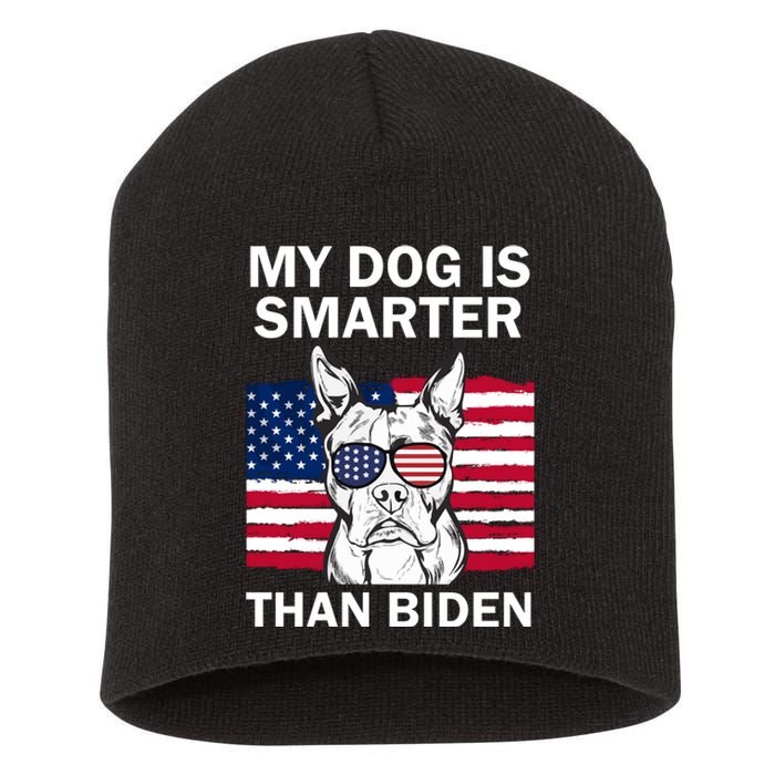 My Golden Retriever Dog Is Smarter Than Your President Biden Short Acrylic Beanie