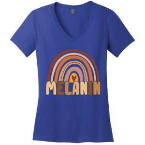 Melanin Gift Rainbow Heart Black Pride Gift Women's V-Neck T-Shirt