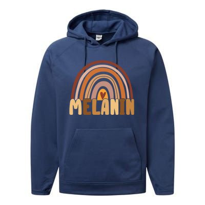 Melanin Gift Rainbow Heart Black Pride Gift Performance Fleece Hoodie