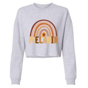 Melanin Gift Rainbow Heart Black Pride Gift Cropped Pullover Crew