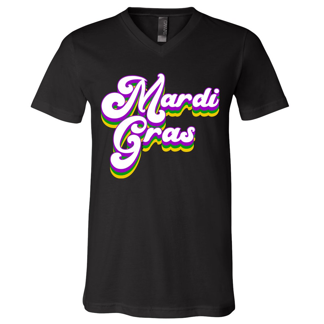Mardi Gras Retro Festive Celebration V-Neck T-Shirt