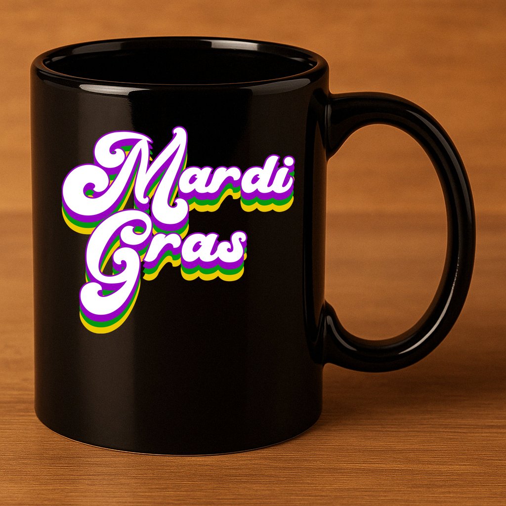 Mardi Gras Retro Festive Celebration 11oz C Handle Ceramic Mug