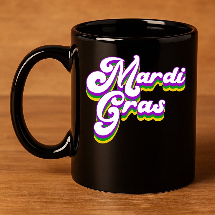 Mardi Gras Retro Festive Celebration 11oz C Handle Ceramic Mug
