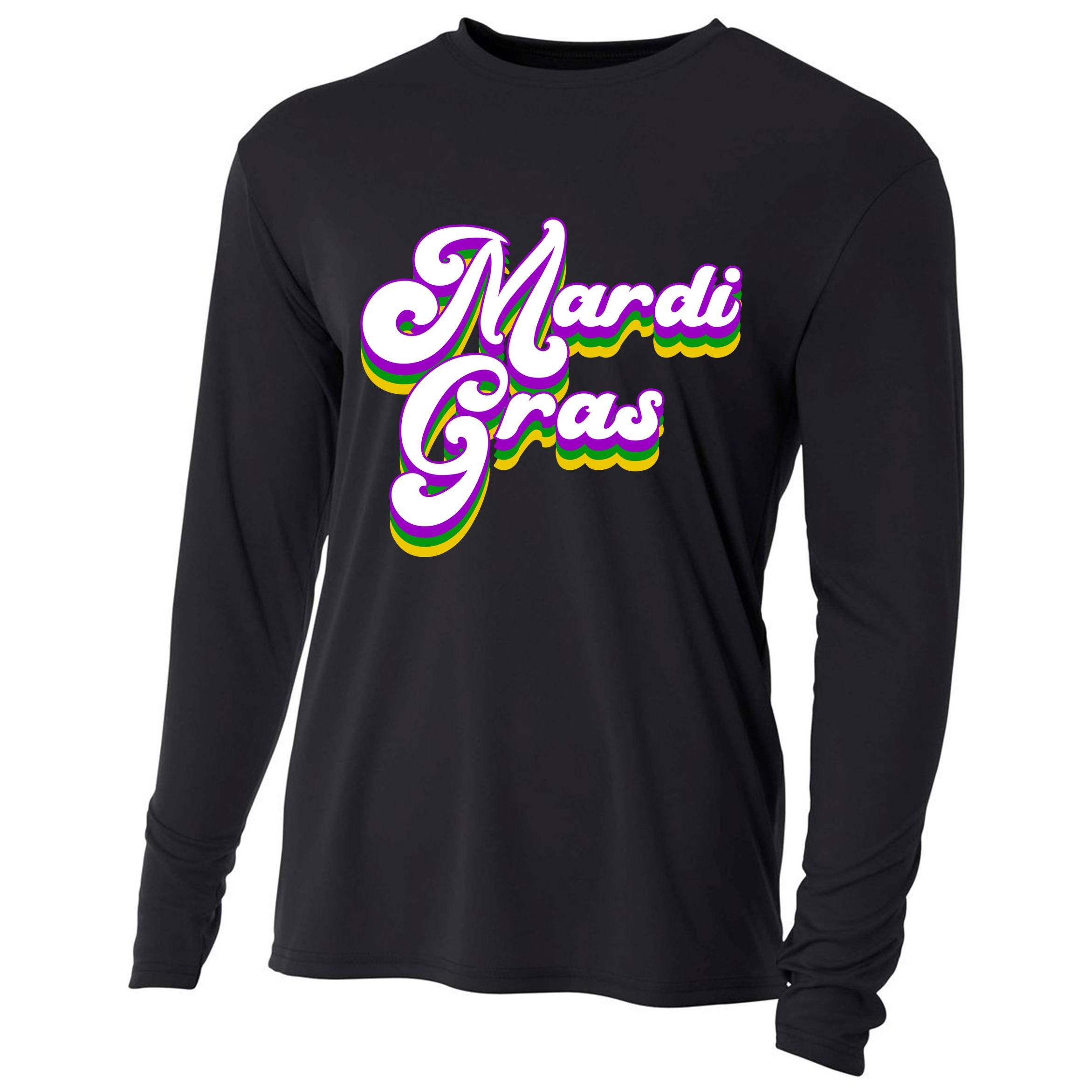 Mardi Gras Retro Festive Celebration Cooling Performance Long Sleeve Crew