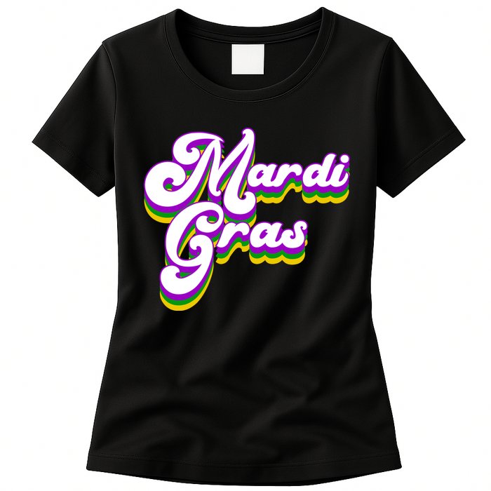 Mardi Gras Retro Festive Celebration Womens T-Shirt
