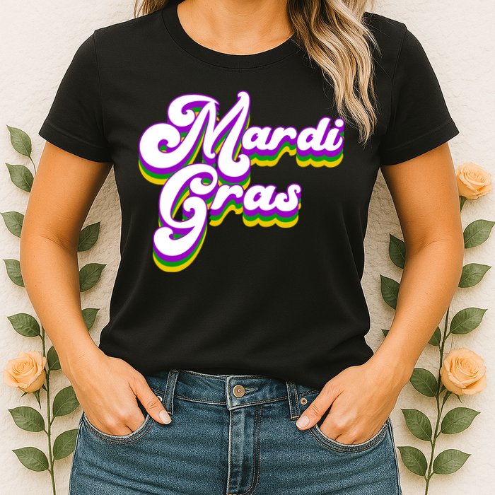 Mardi Gras Retro Festive Celebration Womens T-Shirt