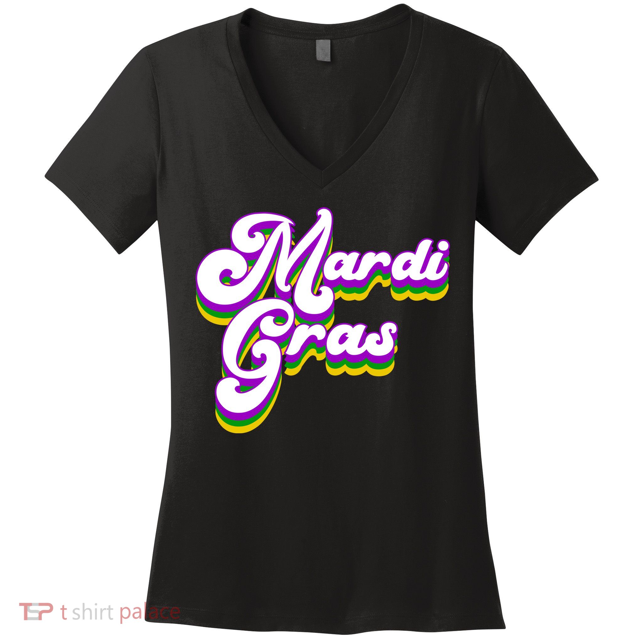 Mardi Gras Retro Festive Celebration Women's V-Neck T-Shirt