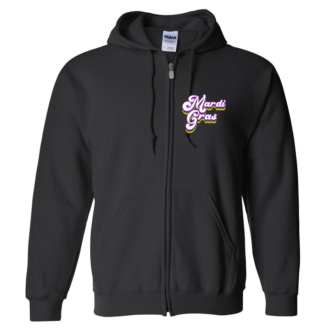 Mardi Gras Retro Festive Celebration Full Zip Hoodie