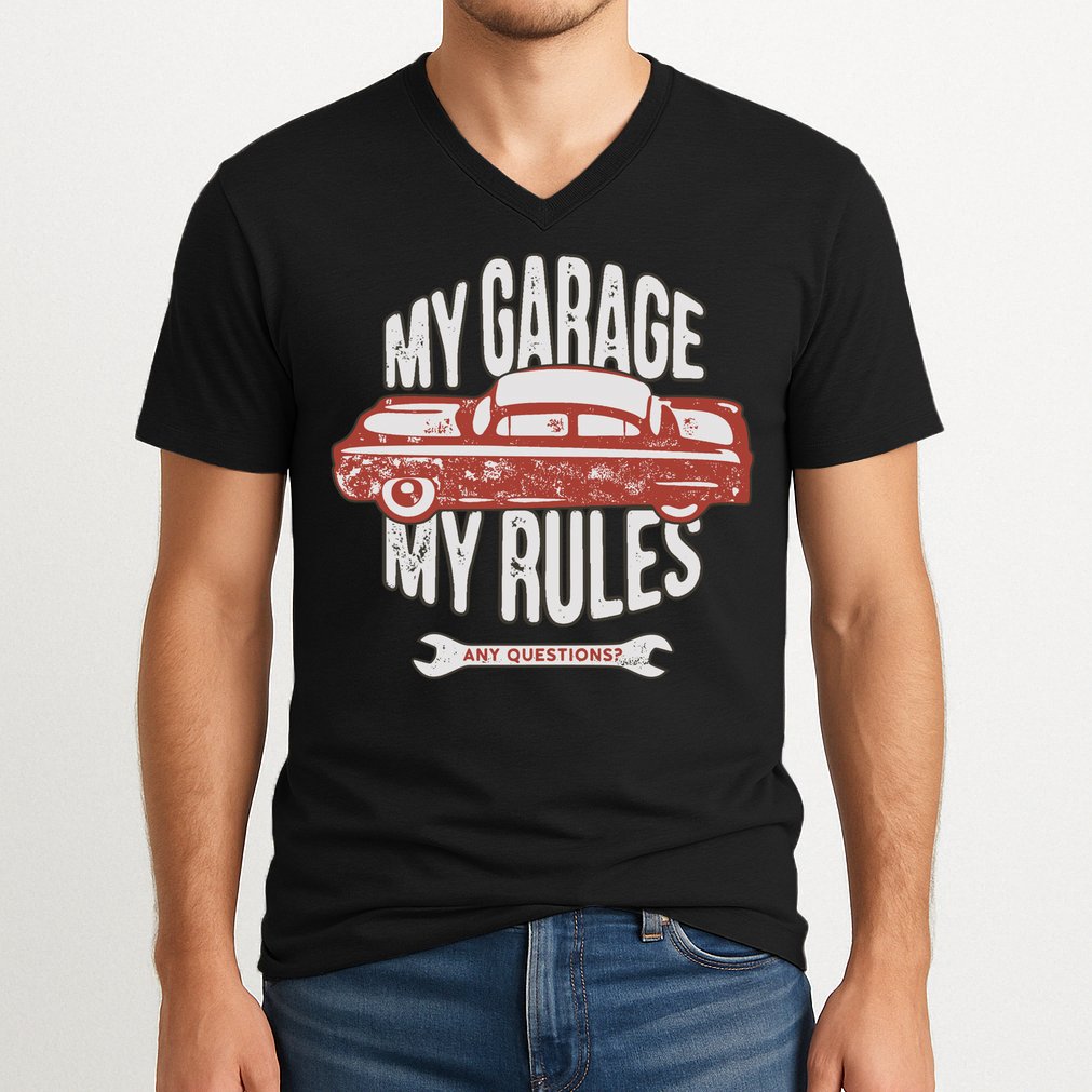 MY GARAGE RULES V-Neck T-Shirt