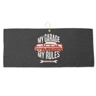 MY GARAGE RULES Large Microfiber Waffle Golf Towel