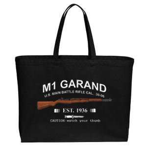 M1 Garand Rifle Gun Wwii Watch Your Thumb Est 1936 Graphic Cotton Canvas Jumbo Tote