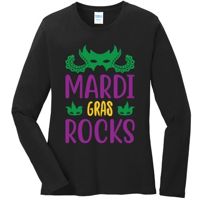 Mardi Gras Rocks Ladies Long Sleeve Shirt