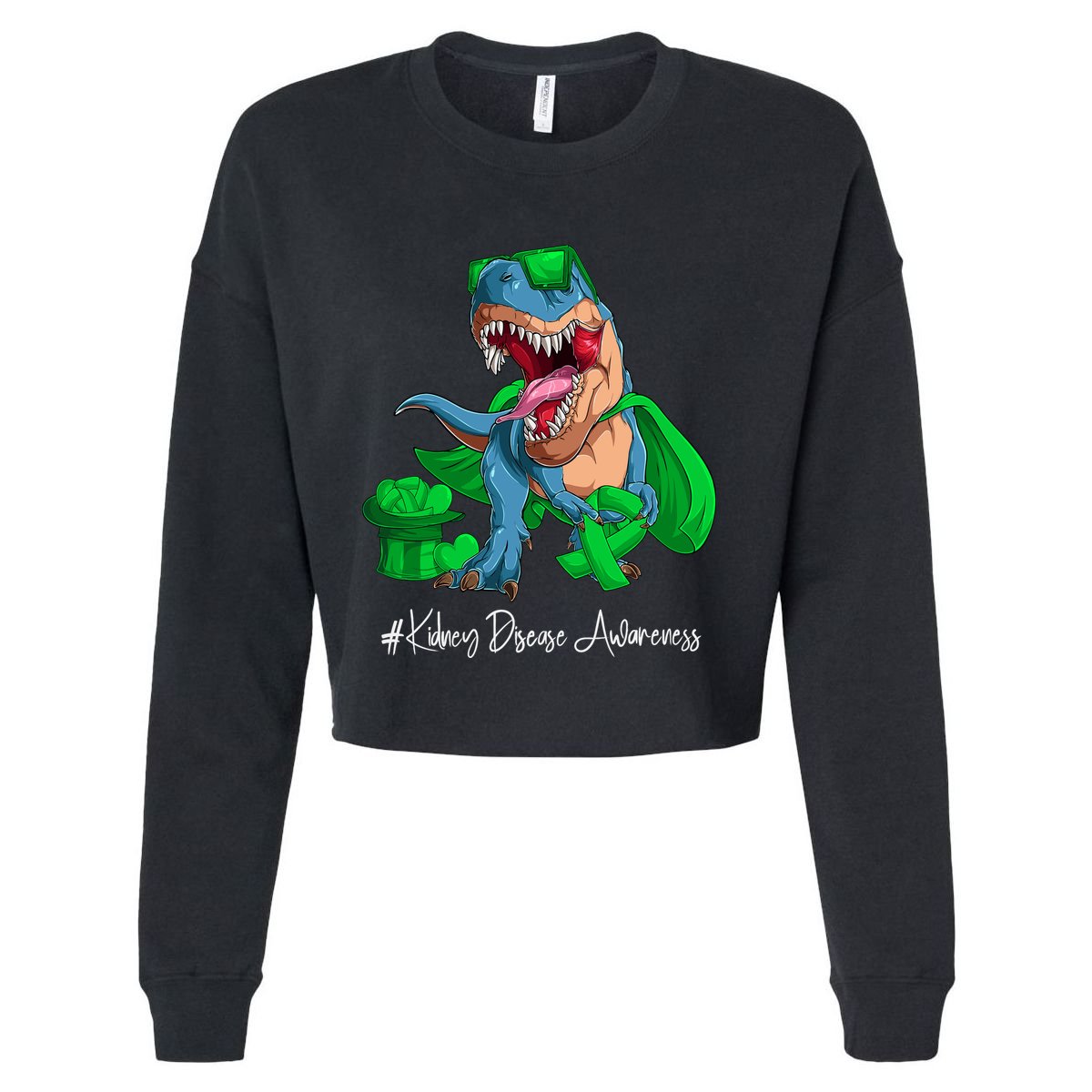 Month Green Ribbon Trex Cropped Pullover Crew