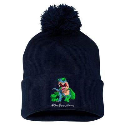 Month Green Ribbon Trex Pom Pom 12in Knit Beanie