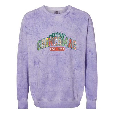 Merry Grincmas Retro Christmas Colorblast Crewneck Sweatshirt