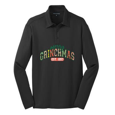 Merry Grincmas Retro Christmas Silk Touch Performance Long Sleeve Polo