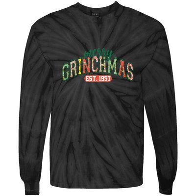 Merry Grincmas Retro Christmas Tie-Dye Long Sleeve Shirt