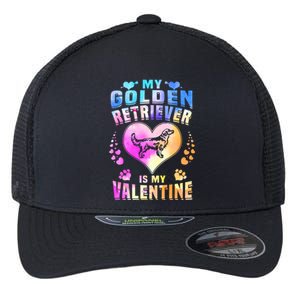 My Golden Retriever Is My Valentine's Watercolor Gift Flexfit Unipanel Trucker Cap