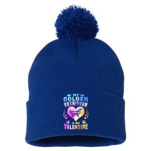 My Golden Retriever Is My Valentine's Watercolor Gift Pom Pom 12in Knit Beanie