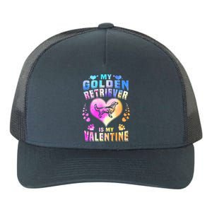 My Golden Retriever Is My Valentine's Watercolor Gift Yupoong Adult 5-Panel Trucker Hat