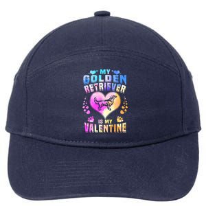 My Golden Retriever Is My Valentine's Watercolor Gift 7-Panel Snapback Hat