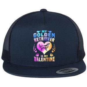 My Golden Retriever Is My Valentine's Watercolor Gift Flat Bill Trucker Hat