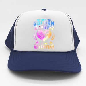 My Golden Retriever Is My Valentine's Watercolor Gift Trucker Hat