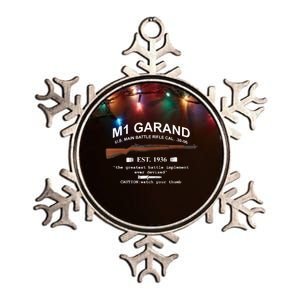 M1 Garand Rifle Gun WWII Watch Your Thumb EST 1936 Graphic Metallic Star Ornament