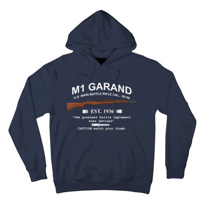 M1 Garand Rifle Gun WWII Watch Your Thumb EST 1936 Graphic Hoodie