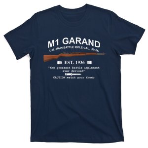 M1 Garand Rifle Gun WWII Watch Your Thumb EST 1936 Graphic T-Shirt