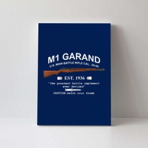 M1 Garand Rifle Gun WWII Watch Your Thumb EST 1936 Graphic Canvas