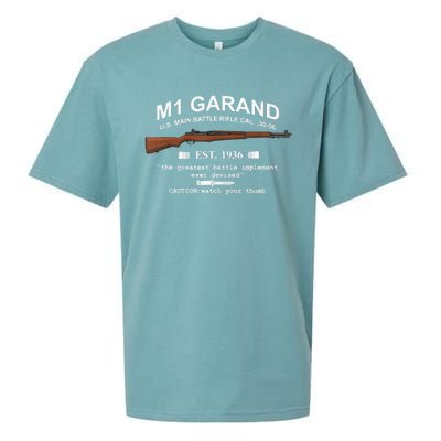 M1 Garand Rifle Gun WWII Watch Your Thumb EST 1936 Graphic Sueded Cloud Jersey T-Shirt