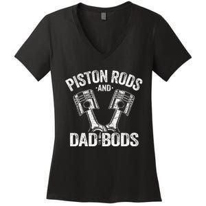 Mechanic Garage Race Car Parts Piston Rods And Dad Bods Women's V-Neck T-Shirt