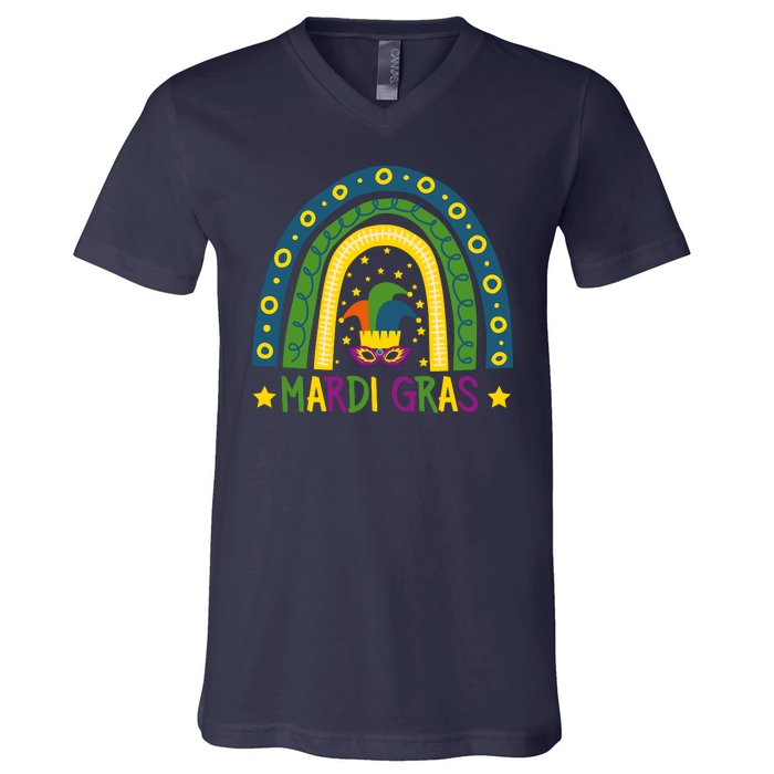 Mardi Gras Rainbow V-Neck T-Shirt