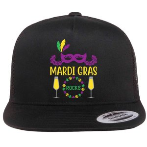 Mardi Gras Rocks Flat Bill Trucker Hat