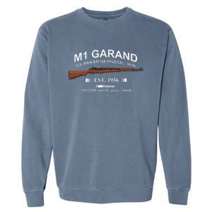 M1 Garand Rifle Gun Wwii Watch Your Thumb Est 1936 Graphic Garment-Dyed Sweatshirt