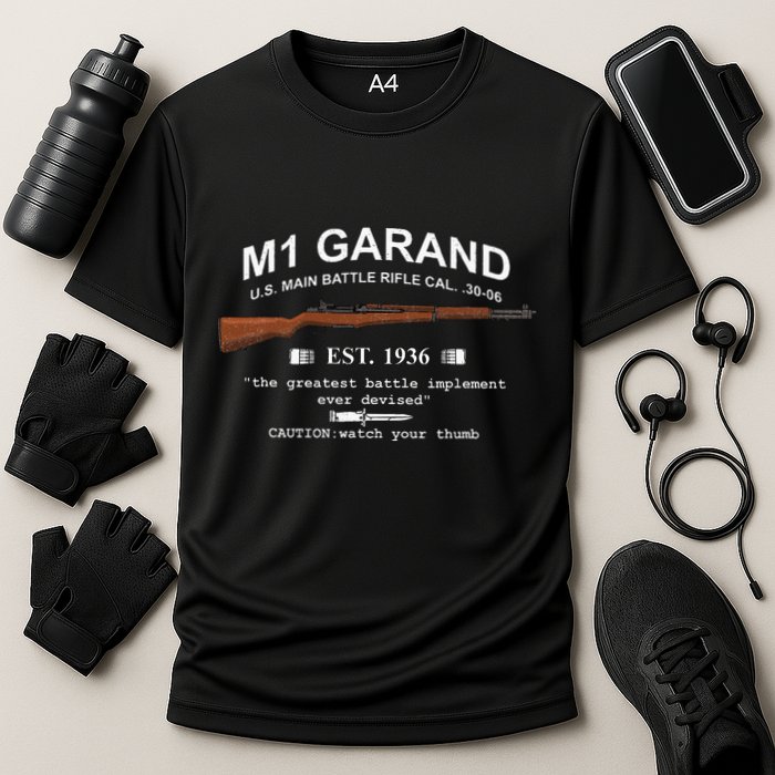 M1 Garand Rifle Gun Wwii Watch Your Thumb Est 1936 Graphic Cooling Performance Crew T-Shirt