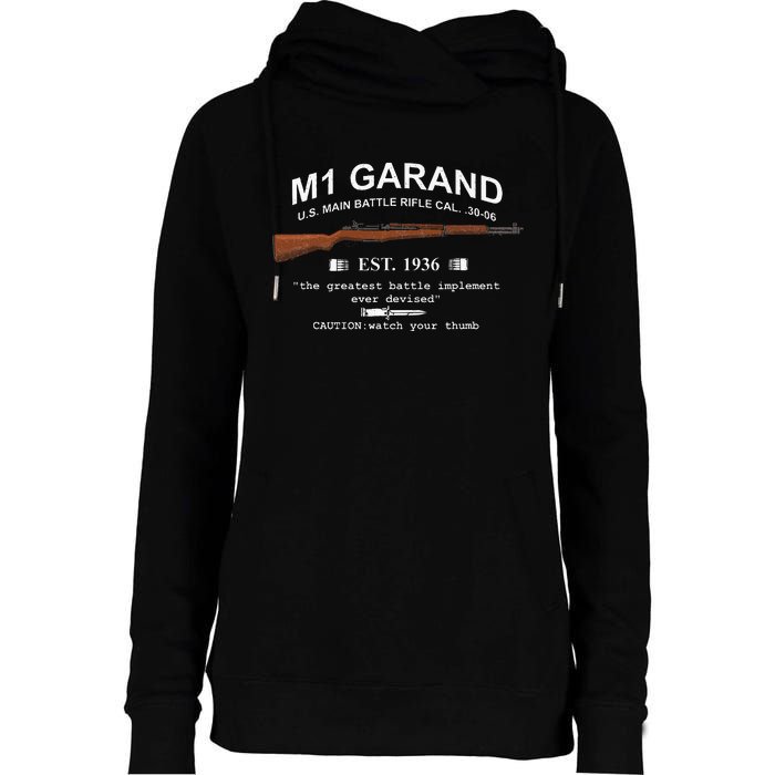 M1 Garand Rifle Gun Wwii Watch Your Thumb Est 1936 Graphic Womens Funnel Neck Pullover Hood