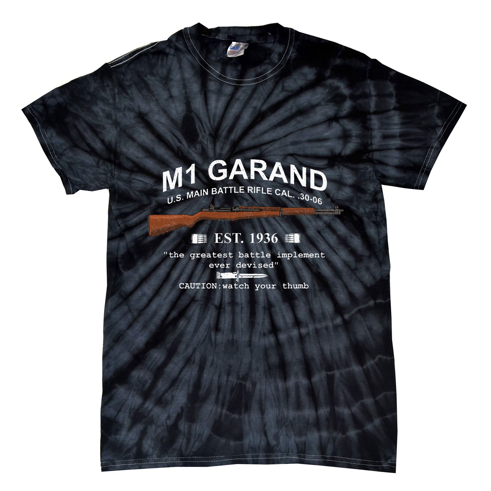 M1 Garand Rifle Gun Wwii Watch Your Thumb Est 1936 Graphic Tie-Dye T-Shirt